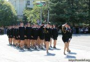 Женский парадный расчет МВД Южной Осетии готовится к военному параду