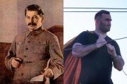 Изображение Сталина в небо над Владикавказом запустили боксеры